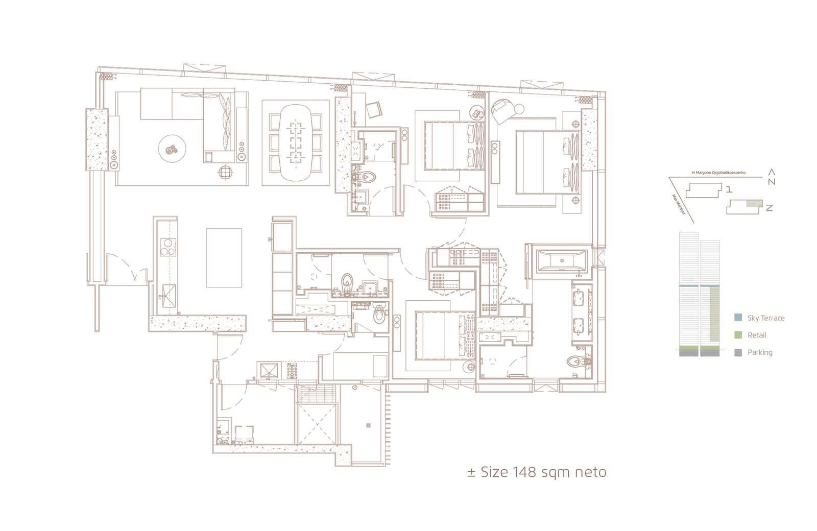 Layout Casa Domaine 3 Bedroom, Type B